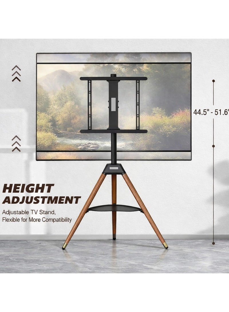 BEETEC Tripod TV Floor Stand with Wooden Legs for 32–65 Inch Flat Screen TVs, Height Adjustable TV Stand with Swivel & Tilt, VESA 400x400mm, Max Load 35 kg, AV Shelf 5 kg Capacity, Black | TF-FS65B - Image 4